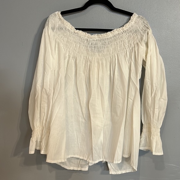 Sxy’s Paris Balooon sleeve off the shoulder white cotton blouse size Large - Picture 5 of 5